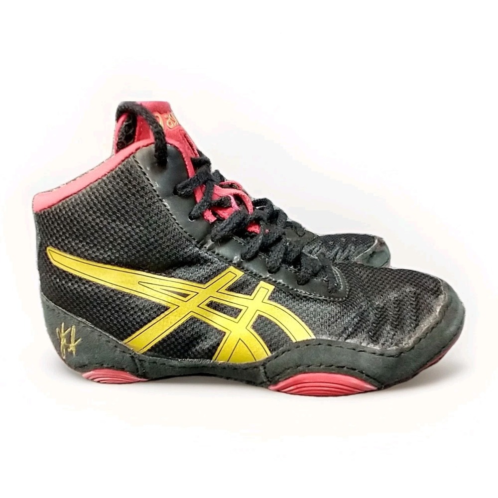 ASICS Matflex 5 GS Kids Wrestling Shoes Black Yellow Red C544N Size 2Y